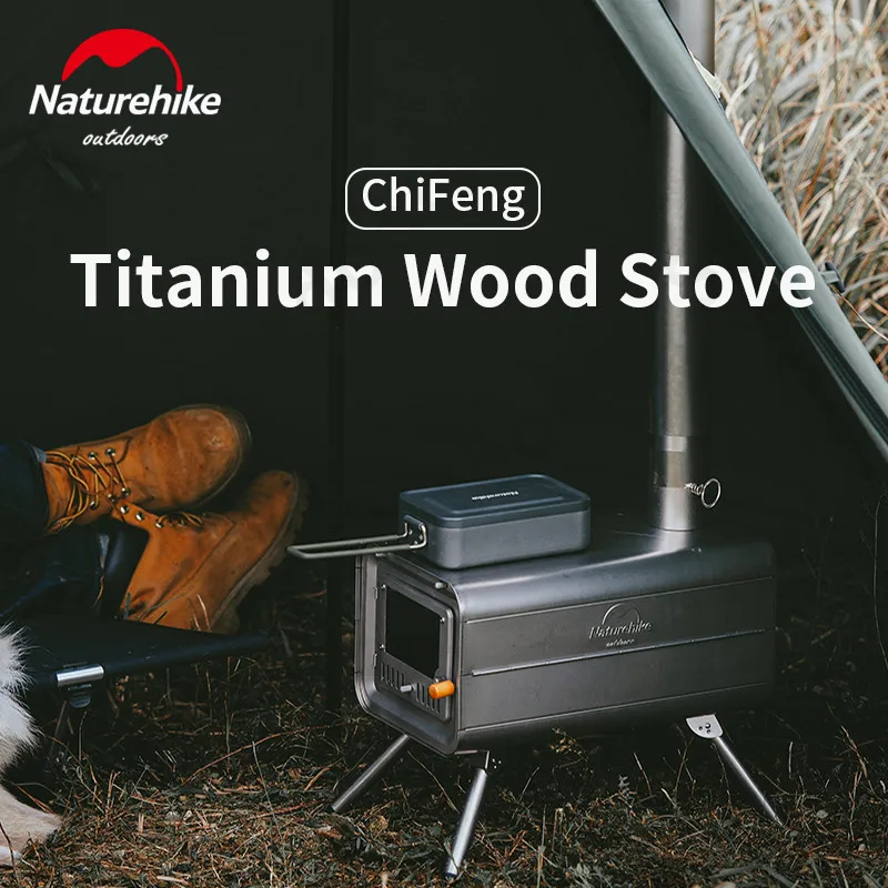 Naturehike Outdoor Pure Titanium Firewood Stove Ultralight 2kg Portable Folding Heating Winter Keep Warm Cooking Camping Furnace