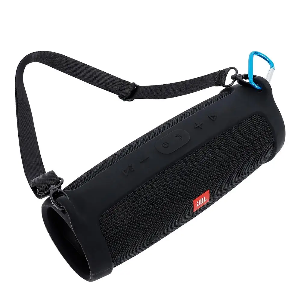 New Silicone Case Cover Skin With Strap Carabiner for JBL Charge 4 Portable Wireless Bluetooth Speaker