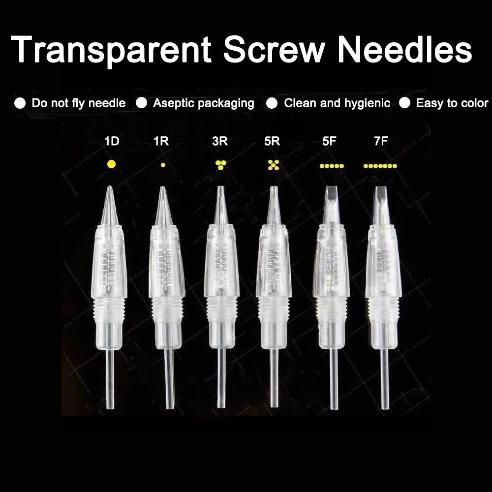 Transparent Screw Needles 10PCS/bag Permanent Eyebrow Lip Makeup Needles For Permanent Makeup Machine