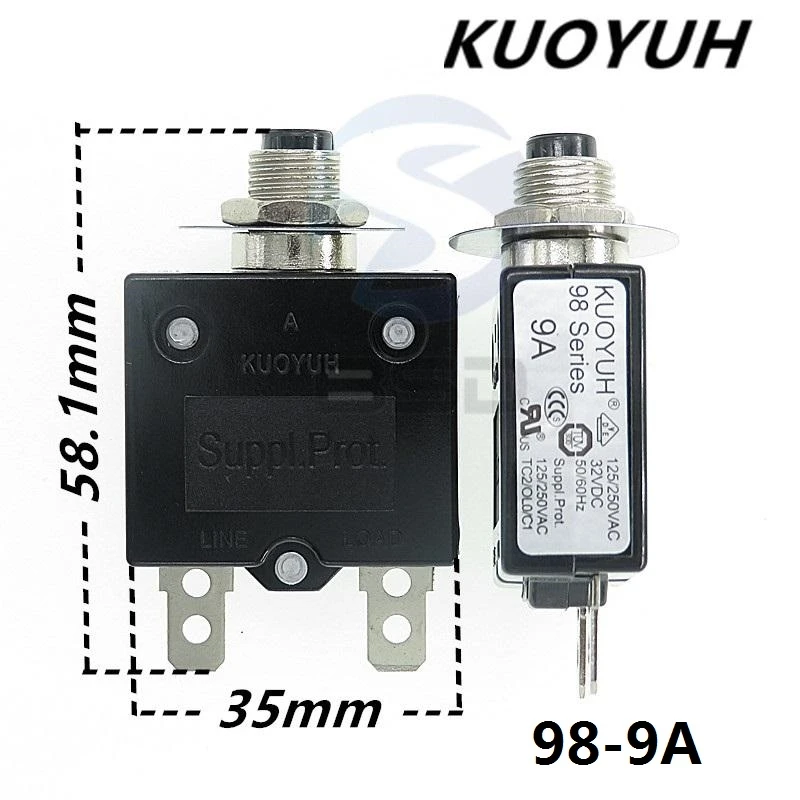 

Circuit Breakers KUOYUH 98 Series 9A Overcurrent Protector Overload Switch