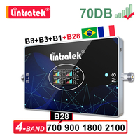 Lintratek Quad Band Cellular Amplifier 700 900 1800 2100 2G 3G 4G LTE B28 B8 B3 B1 Signal Booster Repeater Internet Voice