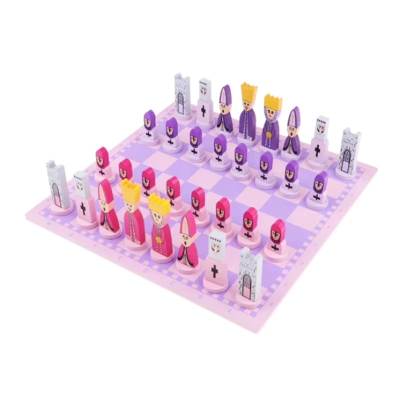 Travel Chess Set with Chess Board Educational Toys for Kids and Adults Pink
