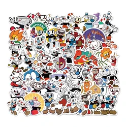 50PCS/Pack Hot Games Cuphead Mugman Stickers For Laptop Notebook Skateboard Computer Luggage Decal Cartoon Sticker