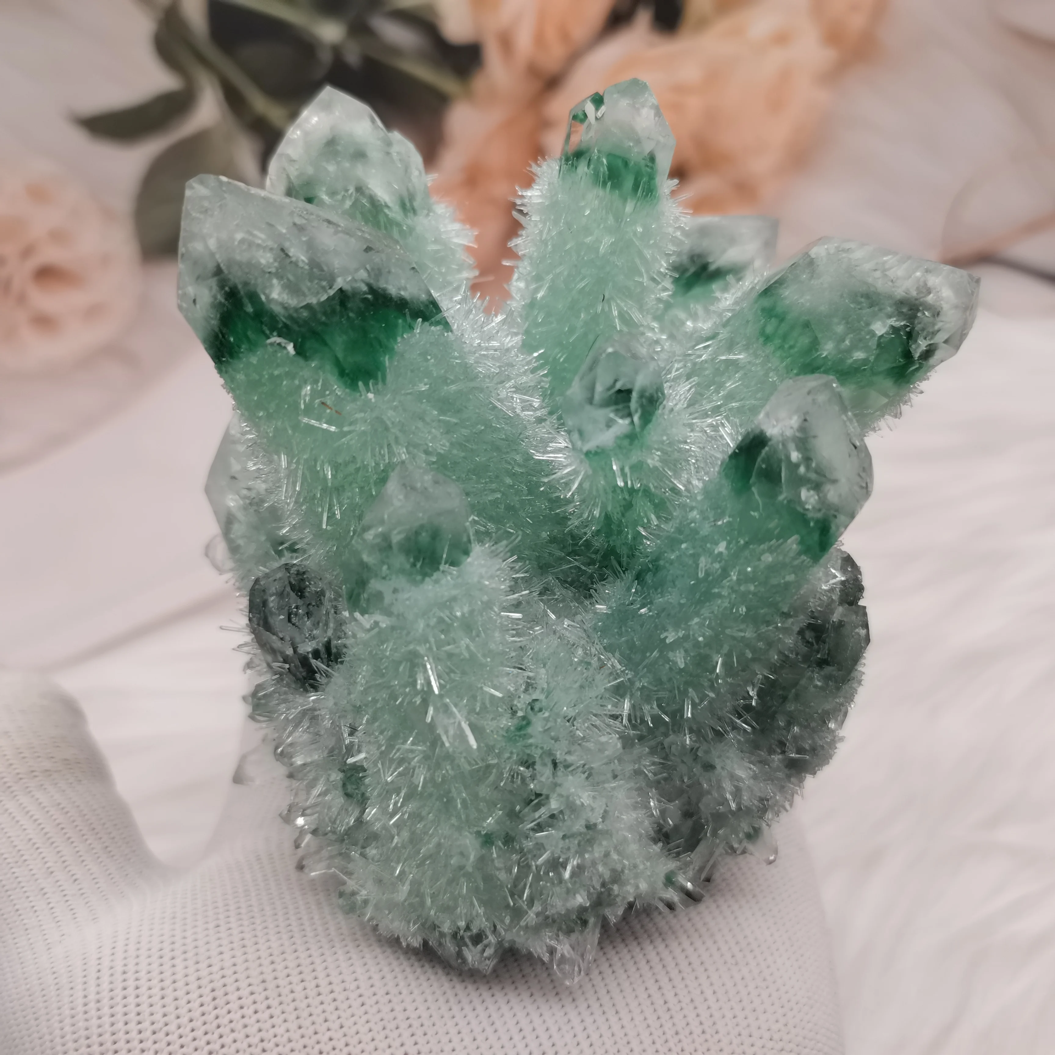 

800g Rare Large size Beautiful Green Ghost phantom Quartz Crystal Cluster Specimen 1pcs