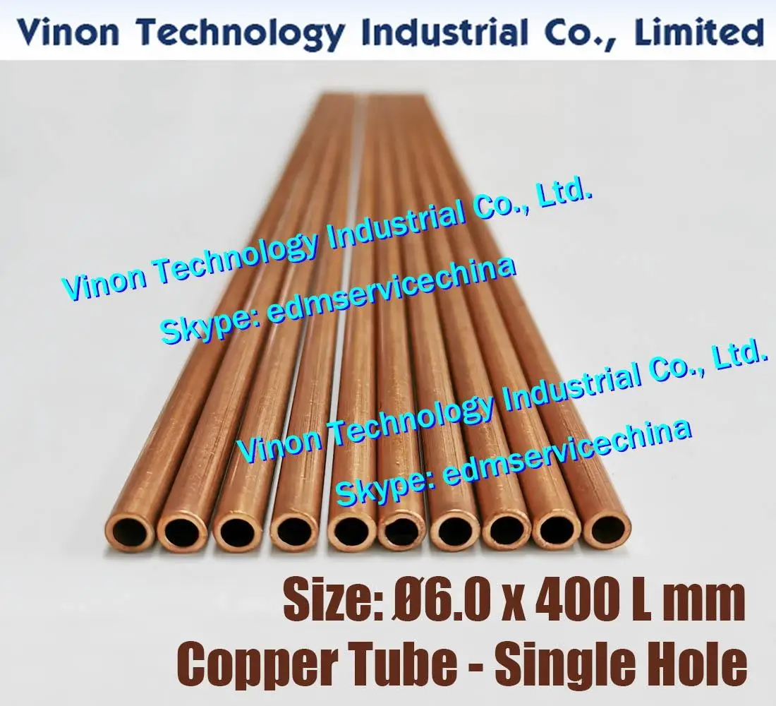 (30PCS/LOT) Ø6.0x400LMM Copper Tube Single Hole,Copper EDM Tubing Electrode Tube Single Channel type for Small Hole EDM Drilling