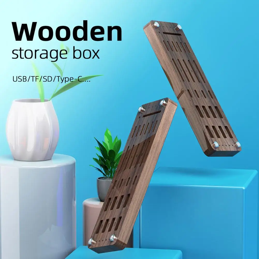 Desktop 25 Slots SD Card Memory Card Storage Holder Organizer For TF Micro SDXC SDHC SD SDXC SDHC Wooden Card Storage Box Keeper