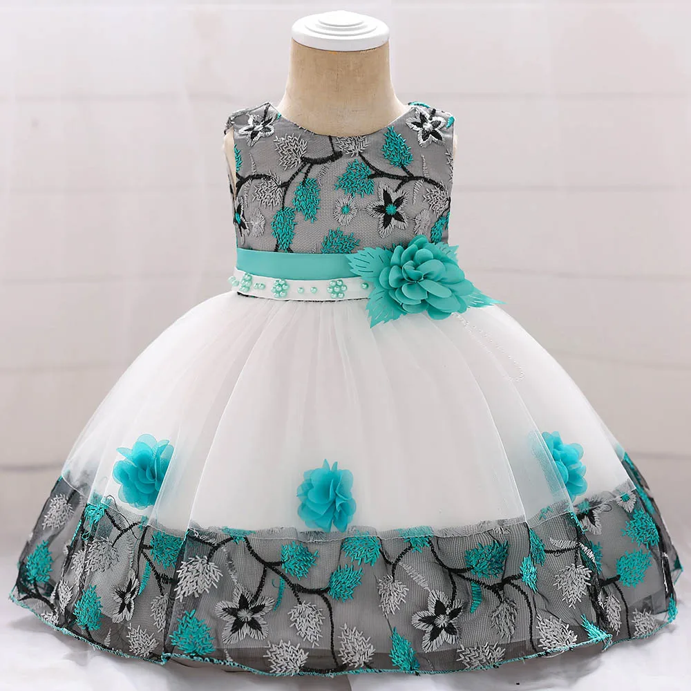 Kleinkind Baby Mädchen Kleid Tüll Taufe Kleider für Mädchen 1. Jahr Geburtstag Perlen Spitze Applizierte Party Hochzeit Abschlussball Kinder Kleidung