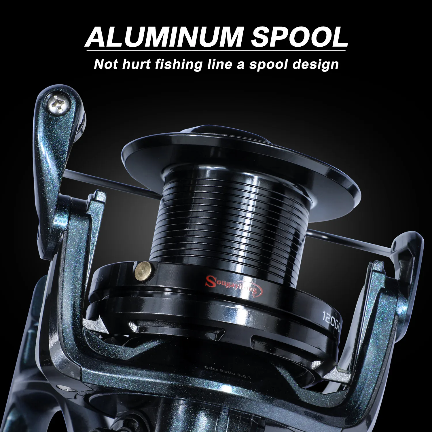 Sougayilang Surf Visserij-reel, 13 1BB RVS Spinning Reel, 11000/12000 Serie Super Krachtige Drag, Extra grote lijn Capaciteit Spoel voor Zoutwater/Zoetwater Meerval Karper Visserijmolens