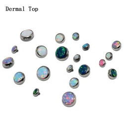 CHUANCI 1 PC G23 Titanium With Flat Opal Gem Dermal Top Anchor Skin Diver Implants Tops Body Piercing Jewelry 16G