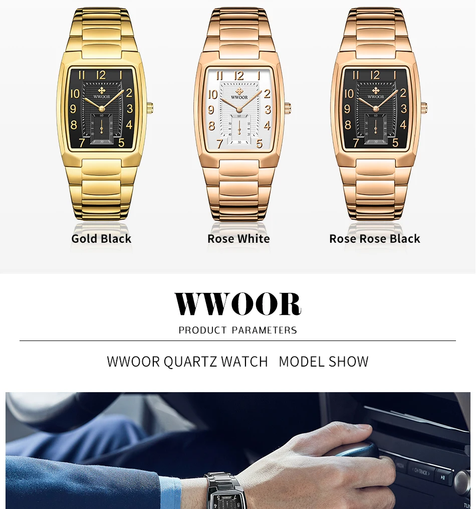2024 Moda WWOOR Orologi quadrati per uomo Orologio da polso di lusso Oro Nero Acciaio inossidabile Orologio al quarzo impermeabile Relogio Masculino 1511 2024 Moda WWOOR Orologi quadrati per uomo Orologio da polso di lusso Oro Nero Acciaio inossidabile Orologio al quarzo impermeabile Relogio Masculino 1511