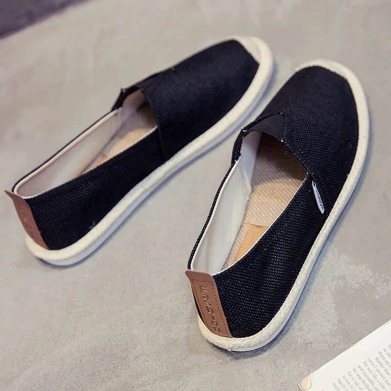 Whoholl Breathable Linen Casual Men\'s Shoes Old Beijing Cloth Shoes Canvas Summer Leisure Flat Fisherman Driving Shoes Wicking