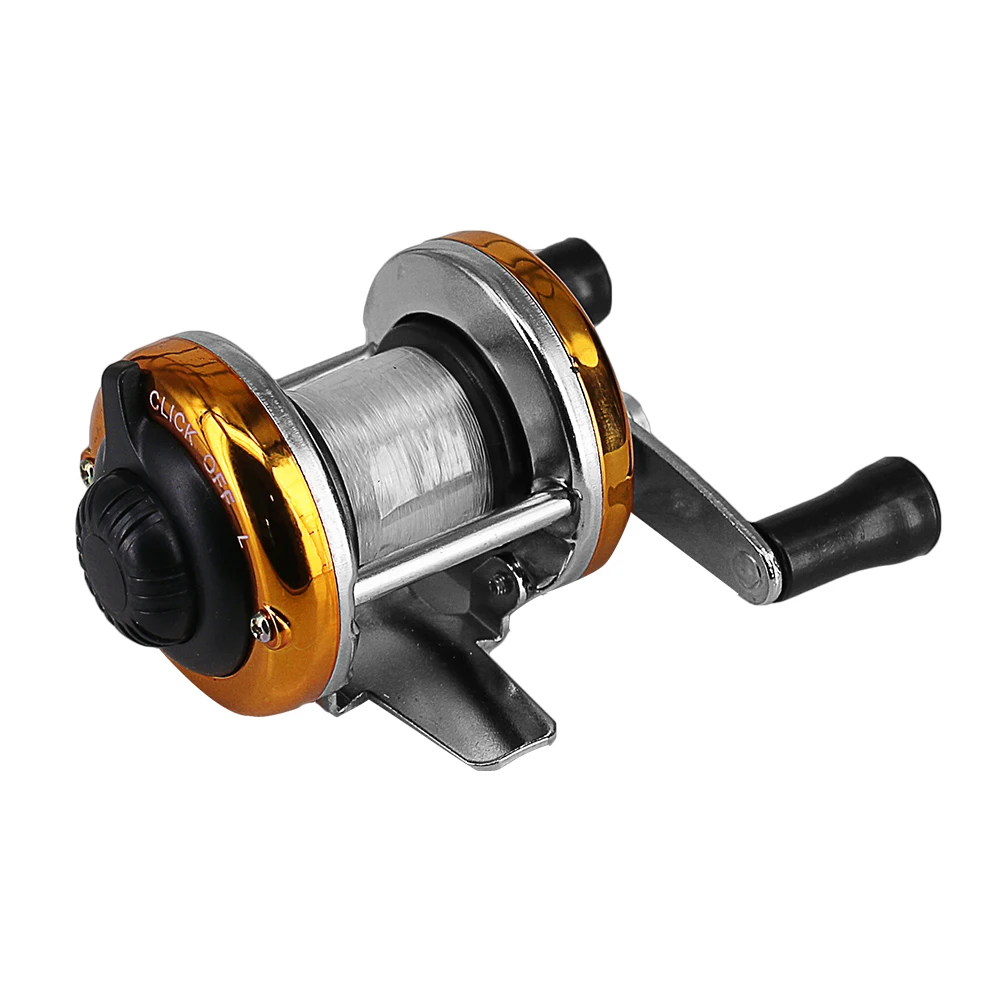 Mini Portable Winter Ice Fishing Reel 1BB Dual Rocker Arm Baitcast Coil Roller Winter Bait Casting Fishing Reel with Lines 90M