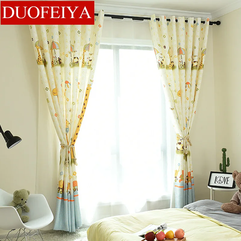 Cartoon Giraffe Print Full Shade Curtains for Living Dining Room Bedroom.