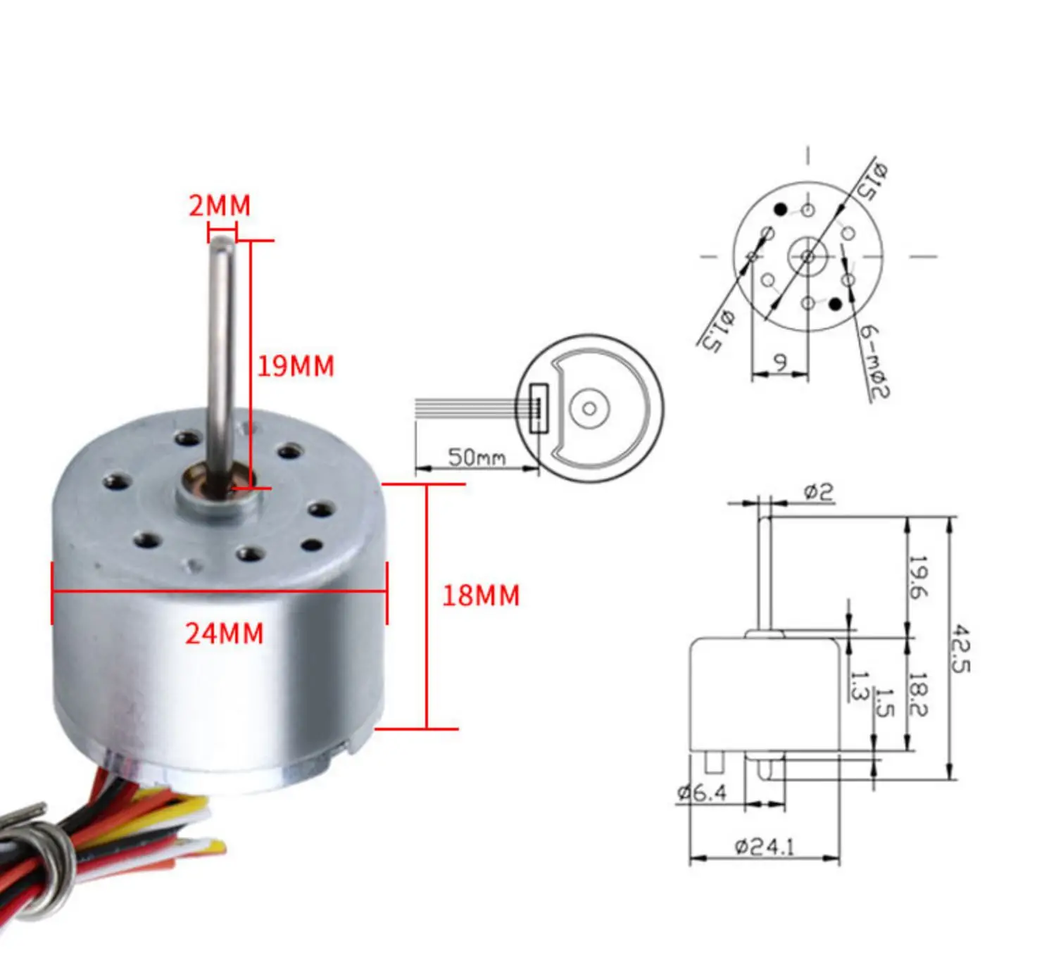 DC ブラシレスモーター 12V 24V マイクロ 2418 ホールドライブボード付き高速モーター 12V4100RPM 24V8300RPM DC 電動モーター DIY 用