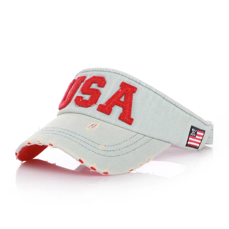 Children Cowboy Hat Letter USA Summer Demin Beach Visor Cap Kid Bucket Panama Hat Breathable Baseball Hat