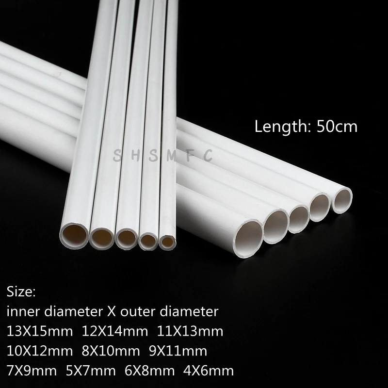 2~10pcs Length 50cm Outer Diameter 6~20mm PVC White Pipe Fish Tank Aquarium Tube Garden Irrigation Watering Fittings