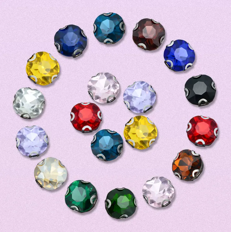 Glass Crystal 10mm 12mm Classicial Fat Square 20pcs With D Claw Sew On stone Pointback