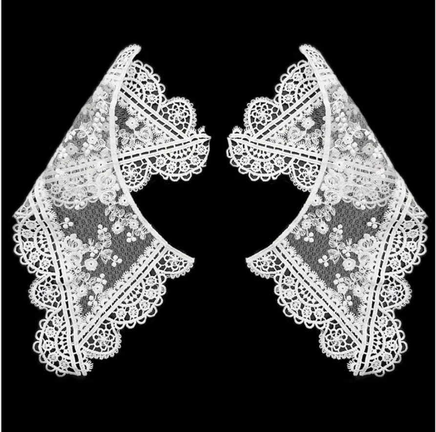 1 pair Embroidered Shoulder Collar Milk Silk Embroidery Pair Flower DIY Lace Accessories Water Soluble Fake Collar