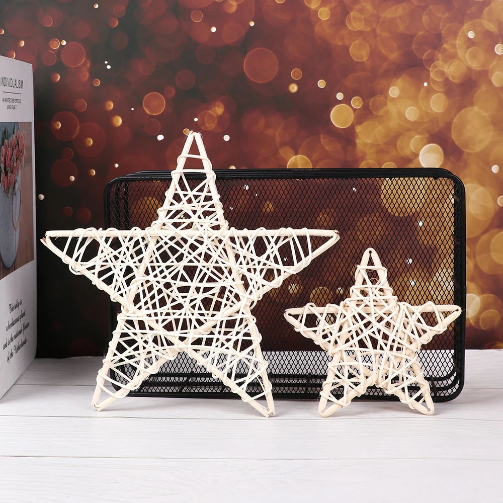 Indonesian Vine White Rattan Star Christmas Decoration Woven Wreaths DIY Handicraft Home Ornaments Wedding Party Supplies