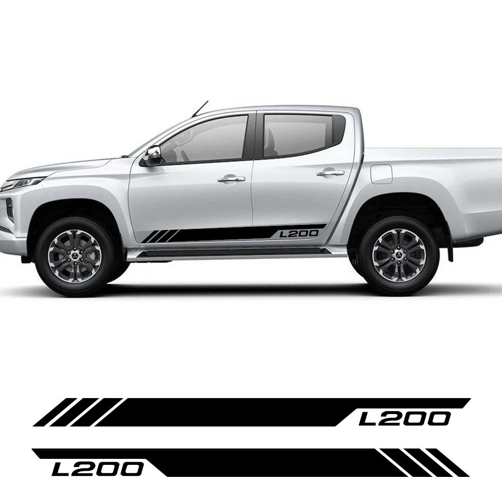 2PCS Car Side Body Stickers For Mitsubishi L200 2011-2019 Off Road Pickup Car Skirt Stripe Decals DIY Auto Tuning Accessories