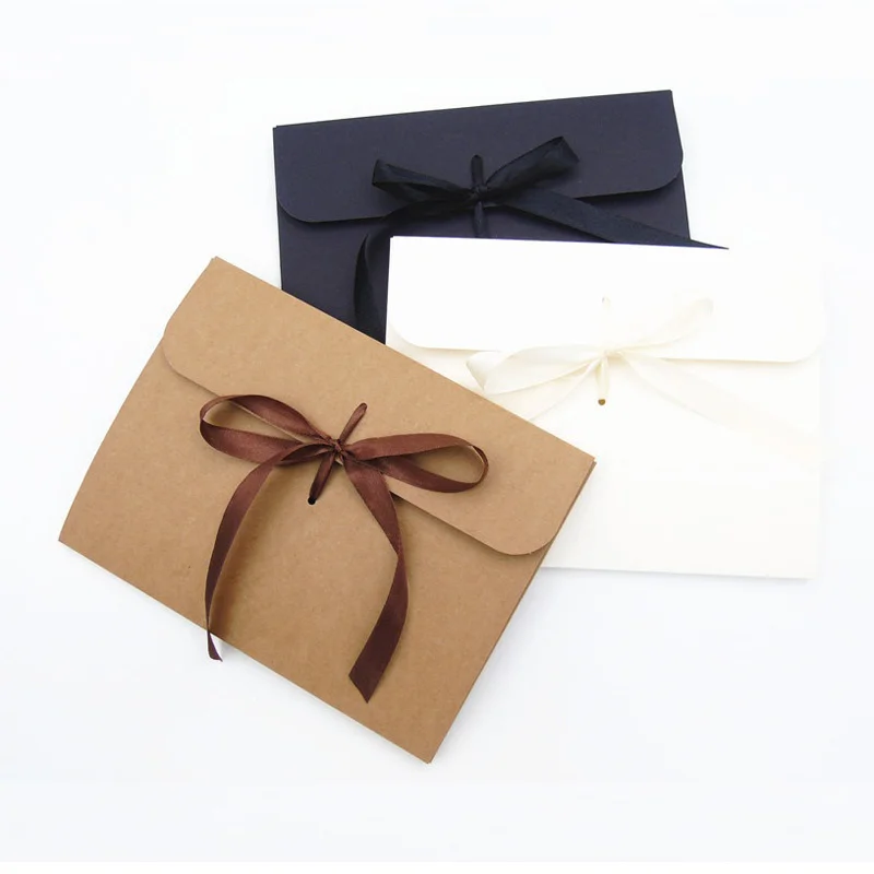 100Pcs/Lot 24x18x0.7cm/24x18x1.3cm Ribbon Kraft Paper Envelope Bag Handkerchief Silk Scarf Packing Boxes Envelope Gift Box