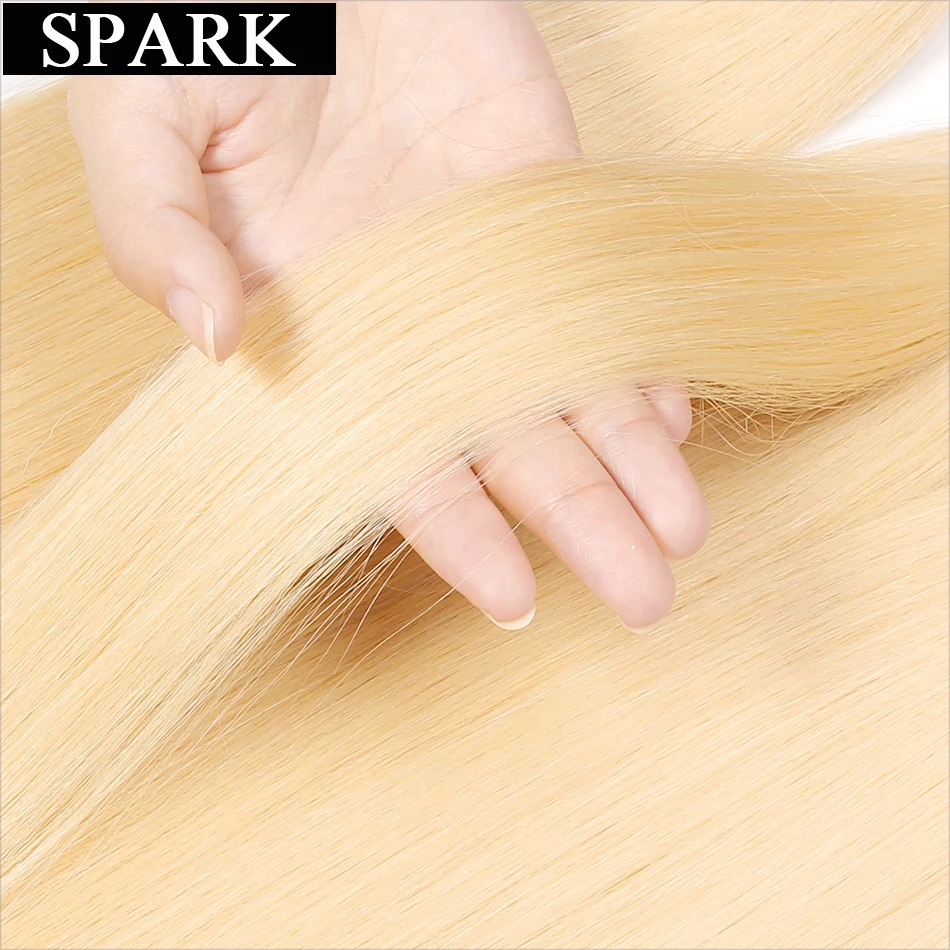 Spark Hair #613 Color Brazilian Virgin Hair Straight 1/3/4 Bundle Deals 100% Human Hair Weaving Honey Blonde Hair Extensions