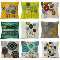 Rustic Geometric Floral Cushion Cover 50x50 Flower Pillow Case Home Decor Decorative Sofa Throw Pillowcase