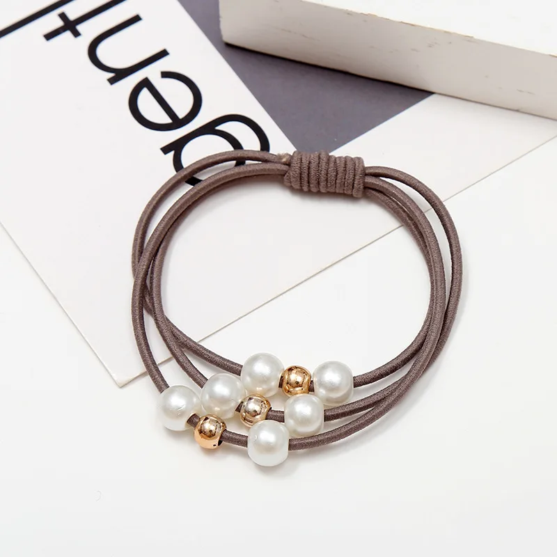 Neue Acryl runde Perle Haars eil Mode Frauen Haars eil elastischen Haar gummi