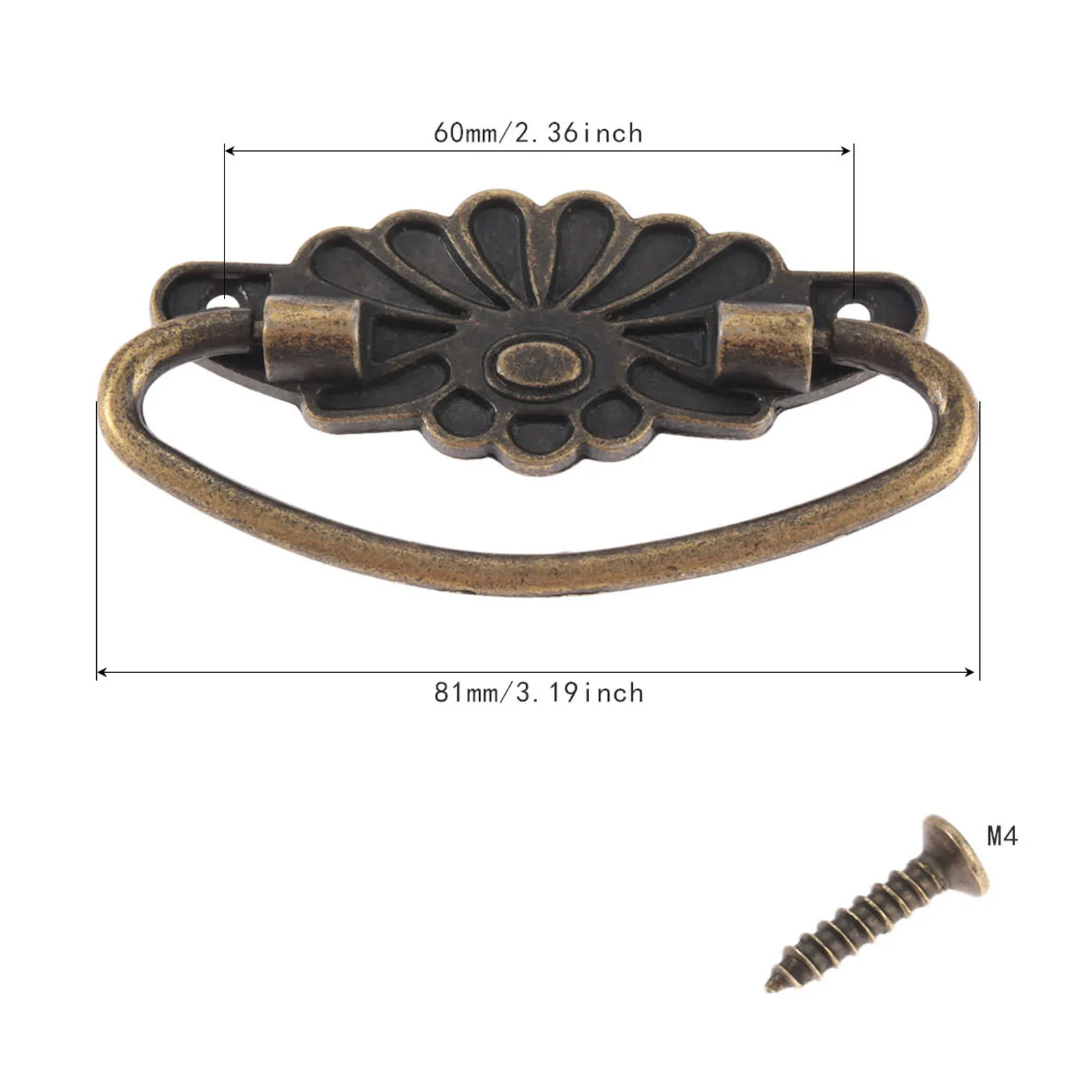 1Pc 81*40mm Wooden Box Furniture Handle Vintage Cupboard Cabinet Knob and Handles European Style Furniture Hardware Wholesale
