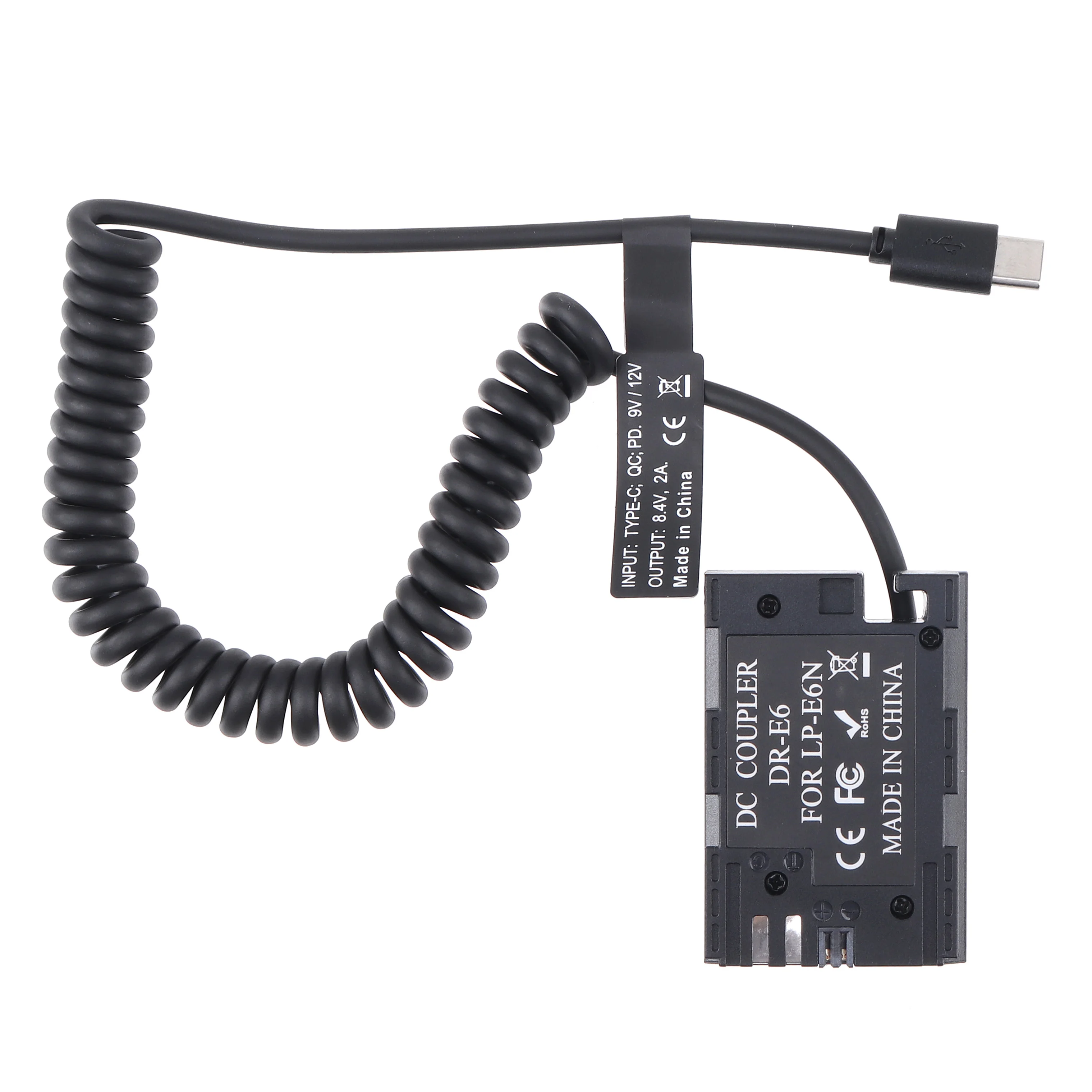 FOTGA LP-E6 adaptador de batería ficticia + tipo C Cable para Canon5D2 5D3 5D4 6D 6D2 60D 7D 7D2 70D 80D 90D 5DSR R R5 R6