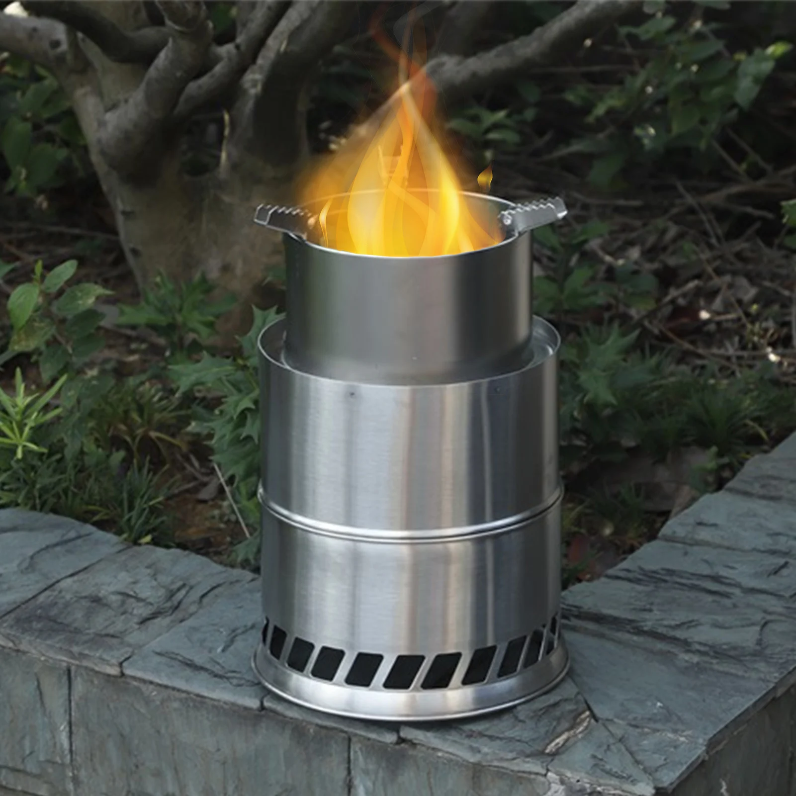 18.5/28.5cm Large Winter Heating Furnace Stainless Steel Outdoor Wood Stove Windproof Bonfire Portable Picnic Stove