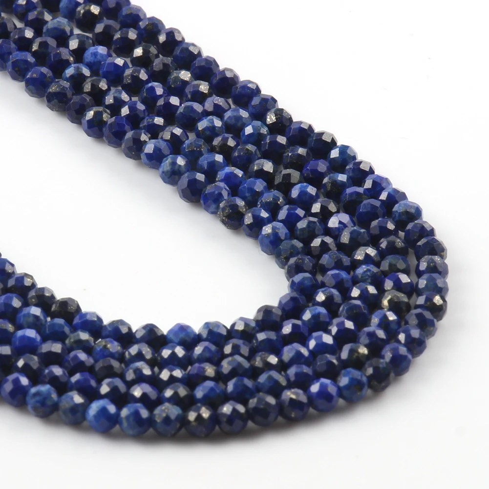 2 3 4mm Faceted Lapis Lazuli Stone Beads Natural Loose Spacer Beads For Jewelry DIY Making Bracelet Necklace Accessories 15\'\'