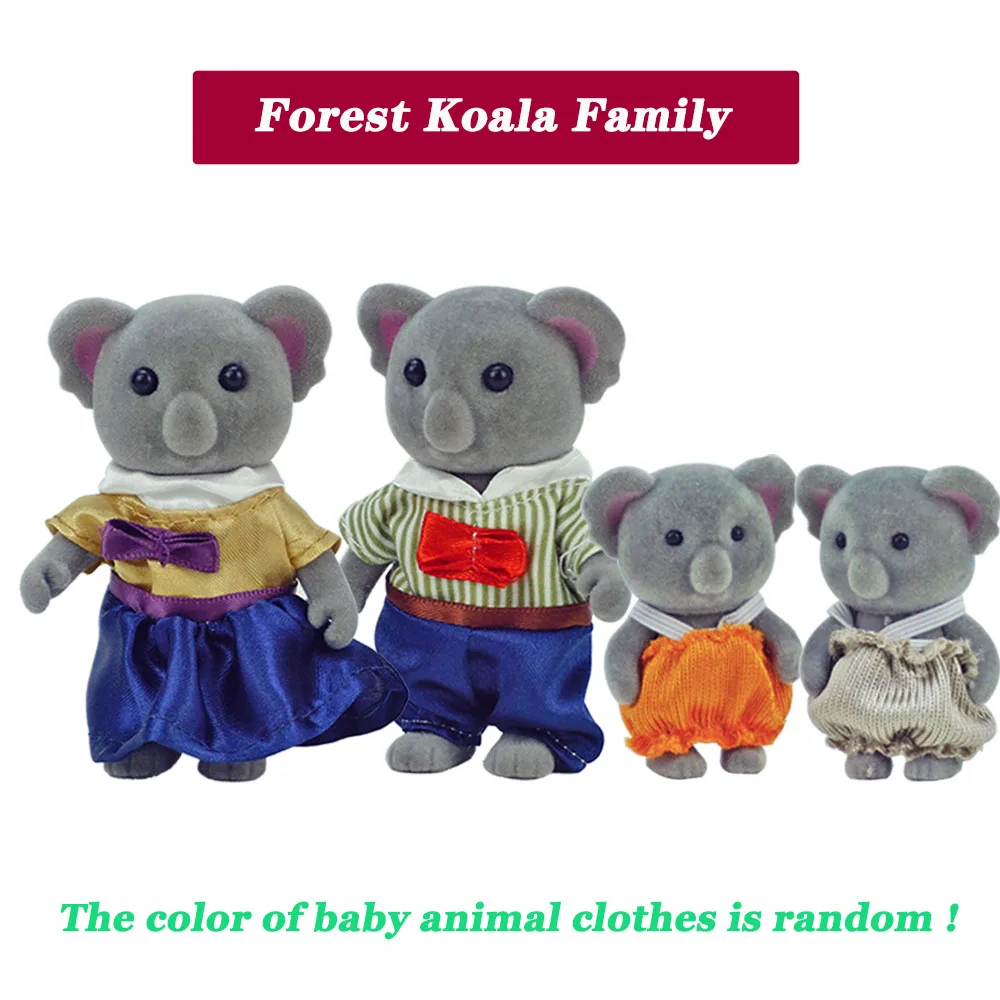 Children Toys 1/12 DollHouse Accessorie Forest Animal Home Miniature Dolls 3 Inch Forest Koala Family Collectible Toys For Girls