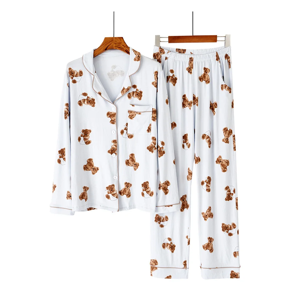 

Healthy pyjamas 2PCS Cartoon Pajamas Set Casual Modal Sleepwear Loose Sleep Set Autumn Winter New Nightwear Intimate Lingerie