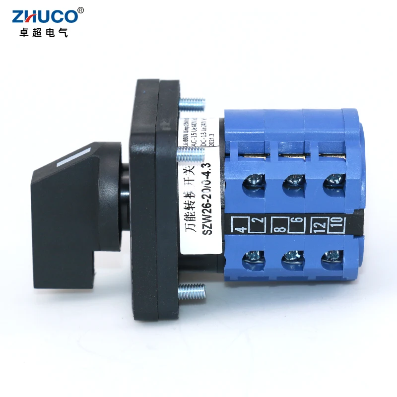 ZHUCO SZW26/LW26-20 حجم اللوحة 64/48 مللي متر مفتاح كام النقل الرئيسي 12 محطات 0-4.3 5 أوضاع تستخدم في الآلات 660 فولت 20A #6