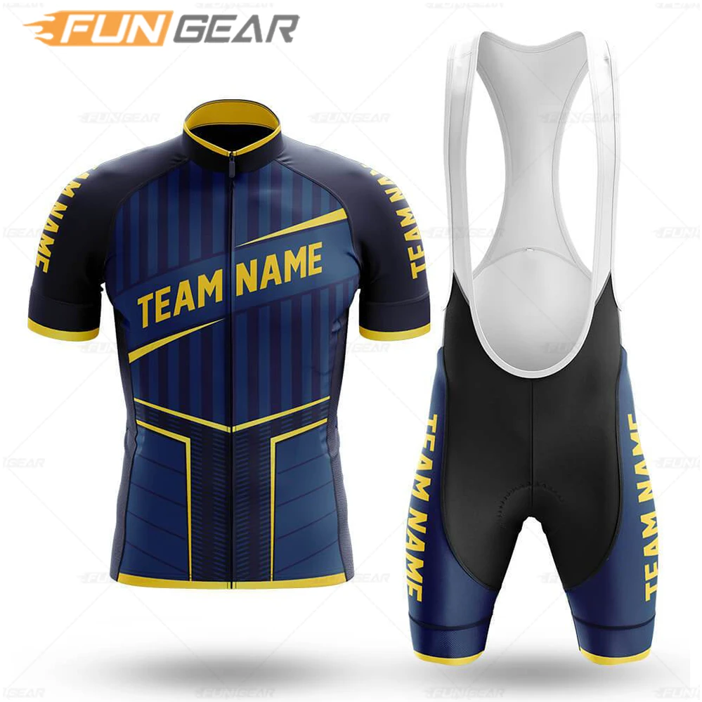 Club Team Cycling Clothing, Custom Logo, Short Sleeve Jersey Set, MTB Designated Team Name, Uniform Tights, Summer Racing Clothi