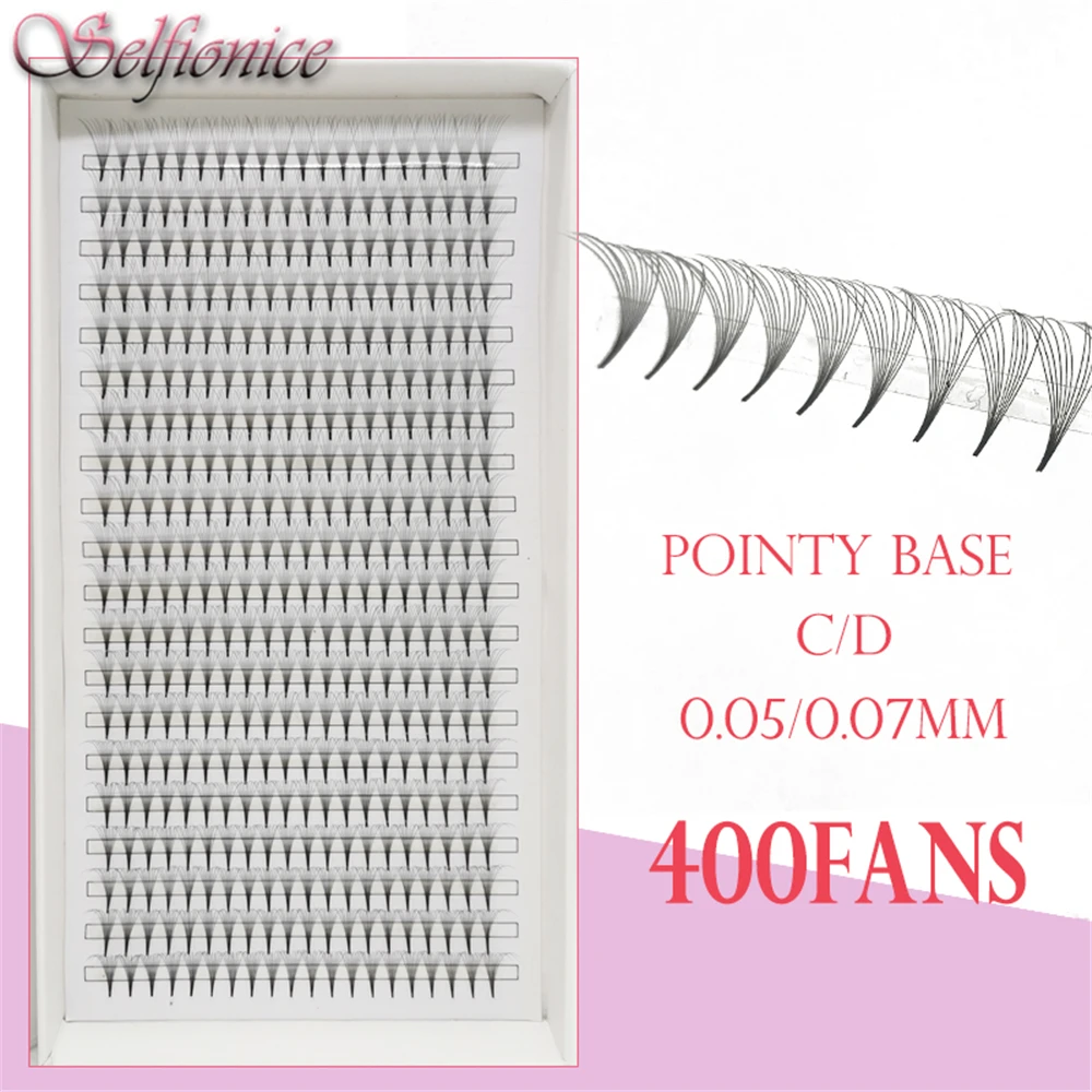 Selfionice Pointy Base Premade Volume Fans Lash Russian Volume Sharp Stem Professional Eyelash Extensions C D Curl 10D 12D 14D