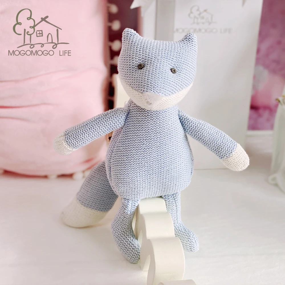 Luxury Cartoon Fox Stuffed Animal Toys Blue Crotchet Doll for Baby Boy  Infant Sleep Snuggler Toys Birhtday Gift