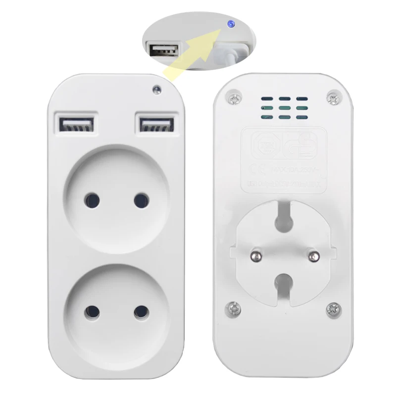 EU USB Outlte Extension socket adapter with 2 USB Power Strip EU Plug Adapter Smart Socket Powercube Electric Z-01