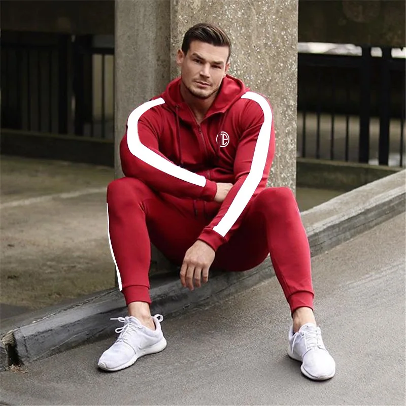 2023 primavera nuovi uomini felpe con cappuccio + pantaloni set due pezzi felpe tuta da corsa palestre maschili Fitness top pantaloni jogging tute