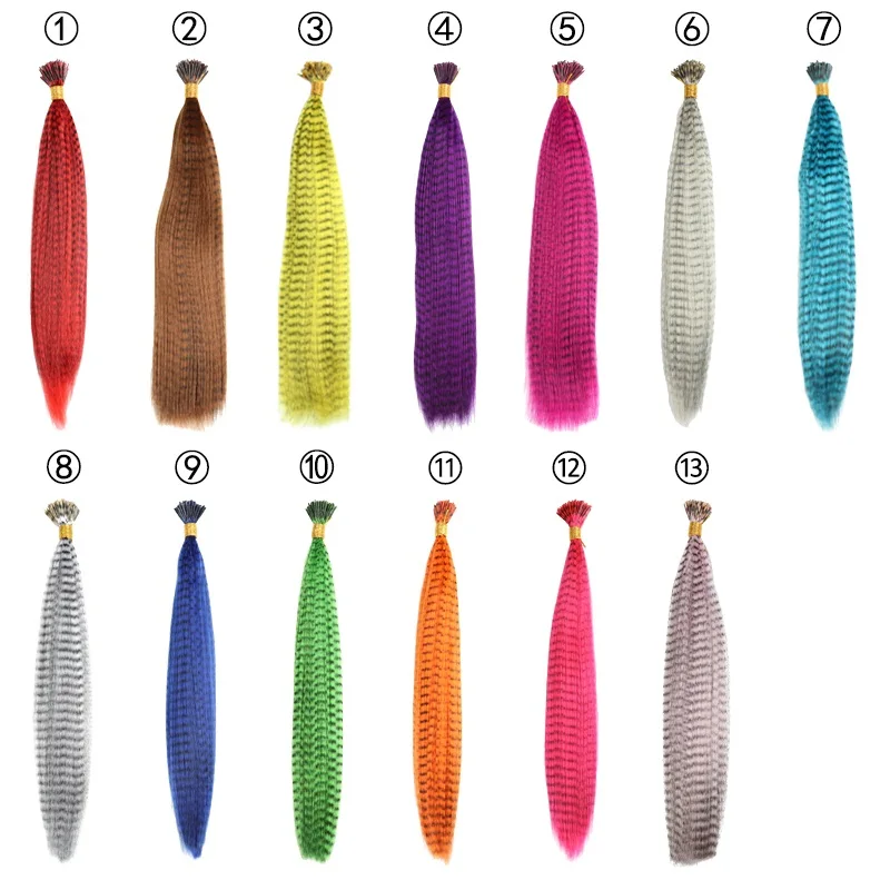 AZIR kolorowe nici do przedłużania włosów z piór 50 sztuk I końcówki syntetyczne włosy sztuczne włosy Zebra Line pióra do włosów rozszerzenia