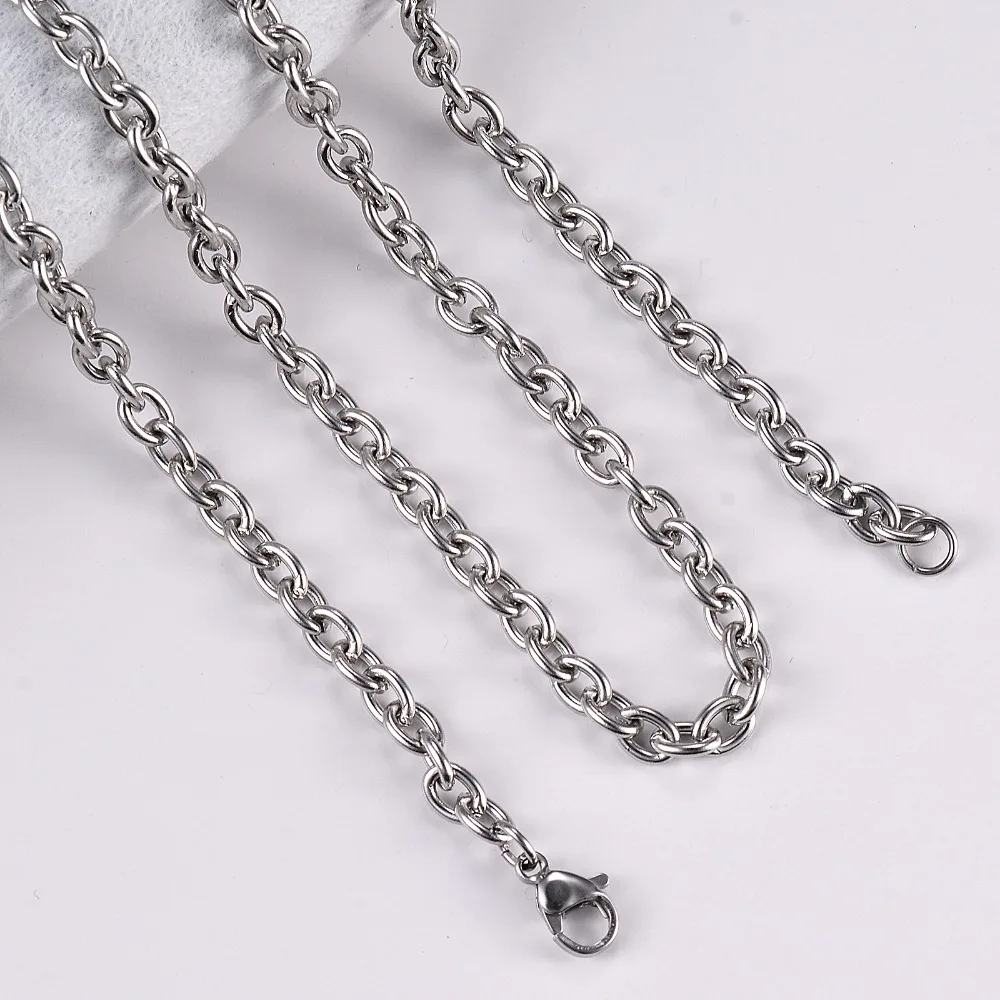 1 Stück Breite 1,5mm-6mm Edelstahl Kreuz-O-Kettenhalskette für Damen und Herren DIY Schmuck Dünnes Armband Halskette – Detail 5