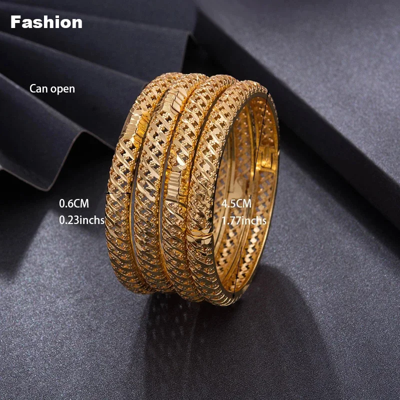 24K 4Pcs/lot Dubai Gold Color Children's Bracelet 3-6 Years Boys Girls kids Birthday Gift Bracelet Small Bangle Gold Plated