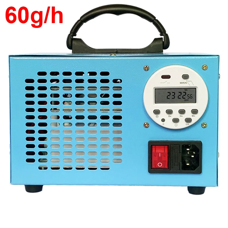 Generador de ozono de 60 g/h, ozonizador para eliminar el olor peculiar, limpiador de aire, esterilizador, tratamiento purificador, máquina de ozono, temporizador digitaldisplay