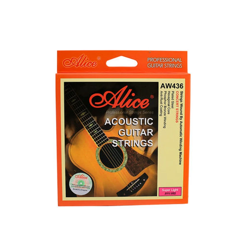 Alice AW436 010 011 012 013 Imported Copper Core Coated Rust-Proof Folk Acoustic Guitar Strings Phosphor Bronze Alloy Strings