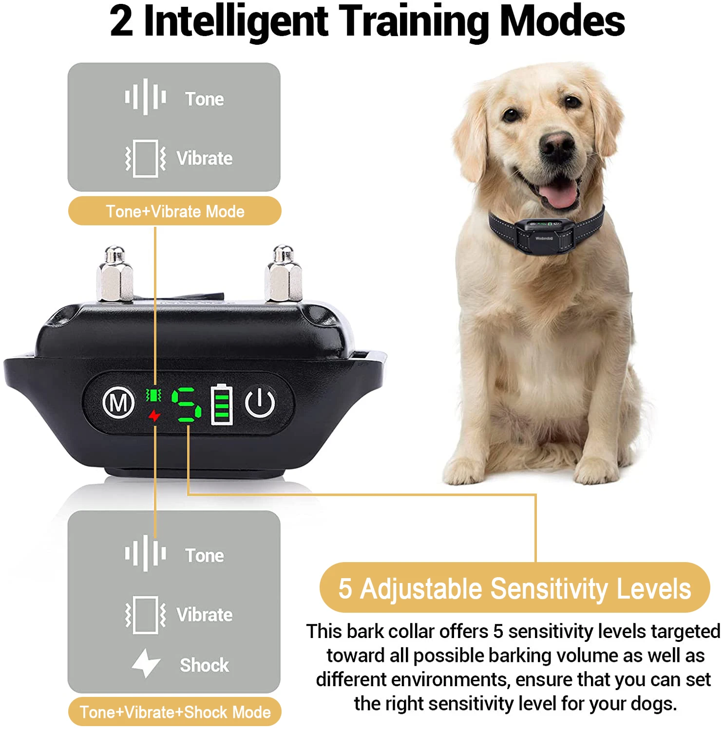 Dog Anti Bark Training Collar No Bark Electric Shock Vibration Collar for small large Dogs Rechargeable No Harm Dog accessories