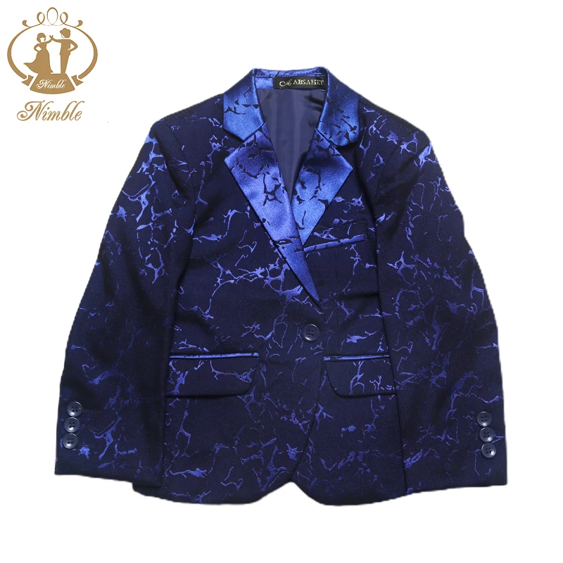 Spring Autumn Formal Kids Wedding Blazer Baby Boys Suit Children Party Host Costume Coat Pants Vest 3Pcs Blue Wholesale Clothing