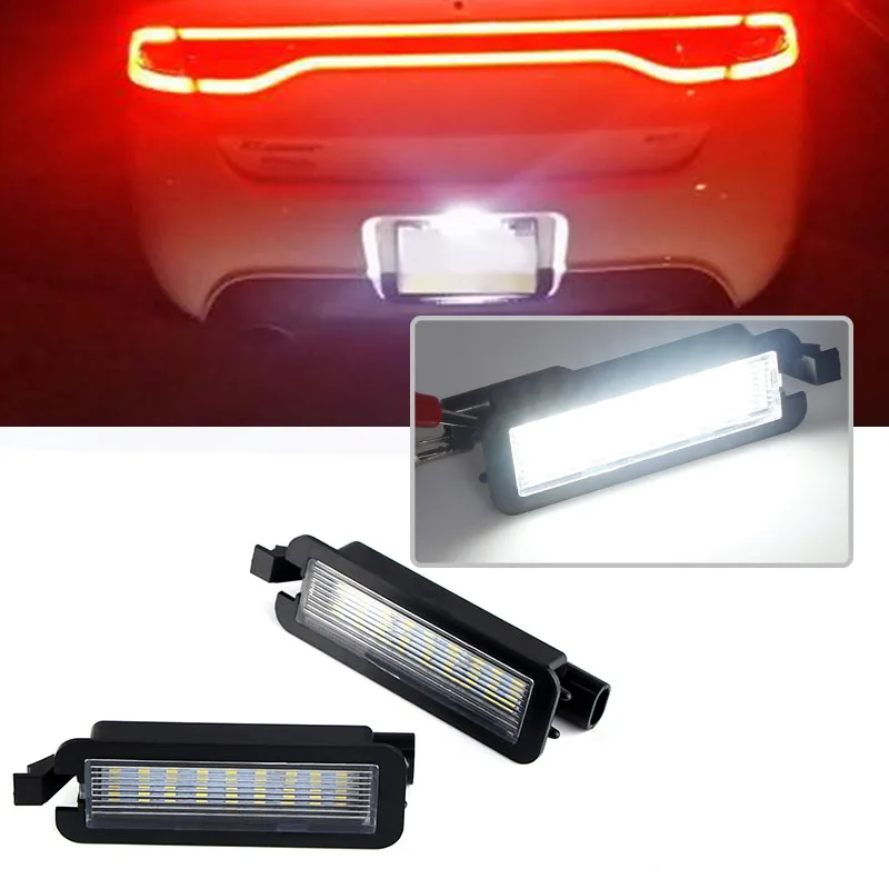 2x Number License Plate Light Lamp No Error 18SMD LED 12V 6500k White for Dodge RAM1500 Charger Challenger Chrysler 300 Pacifica