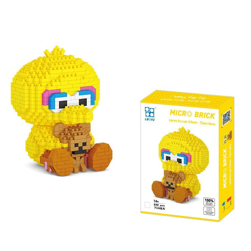 618 Uds + Mini bloques de construcción Micro ladrillos de diamante Elmo Cookie Monsters figuras de pájaros grandes modelo 3D para niños juguetes de