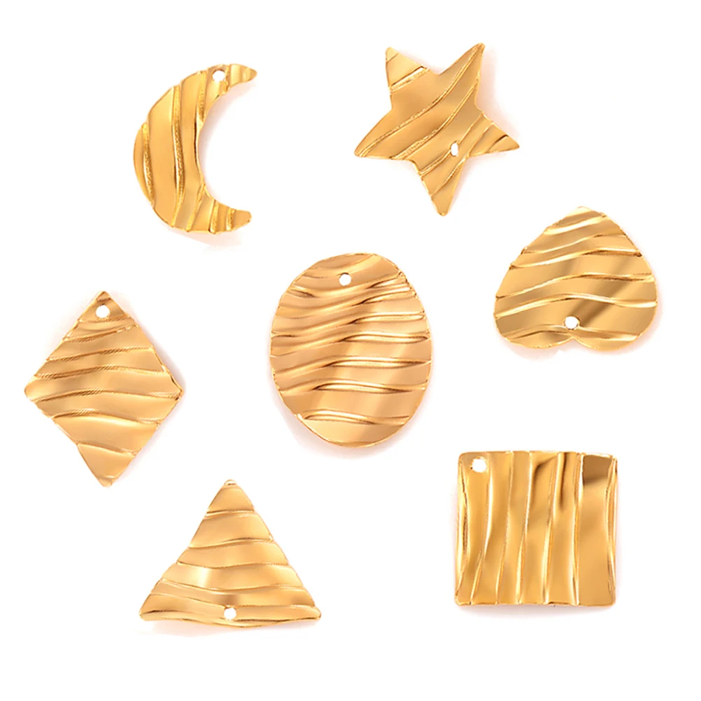 

20pcs Geometric Stainless Steel Stripe Wave Charms Textured Star Moon Heart Earring Connectors Pendants for Jewelry Making DIY